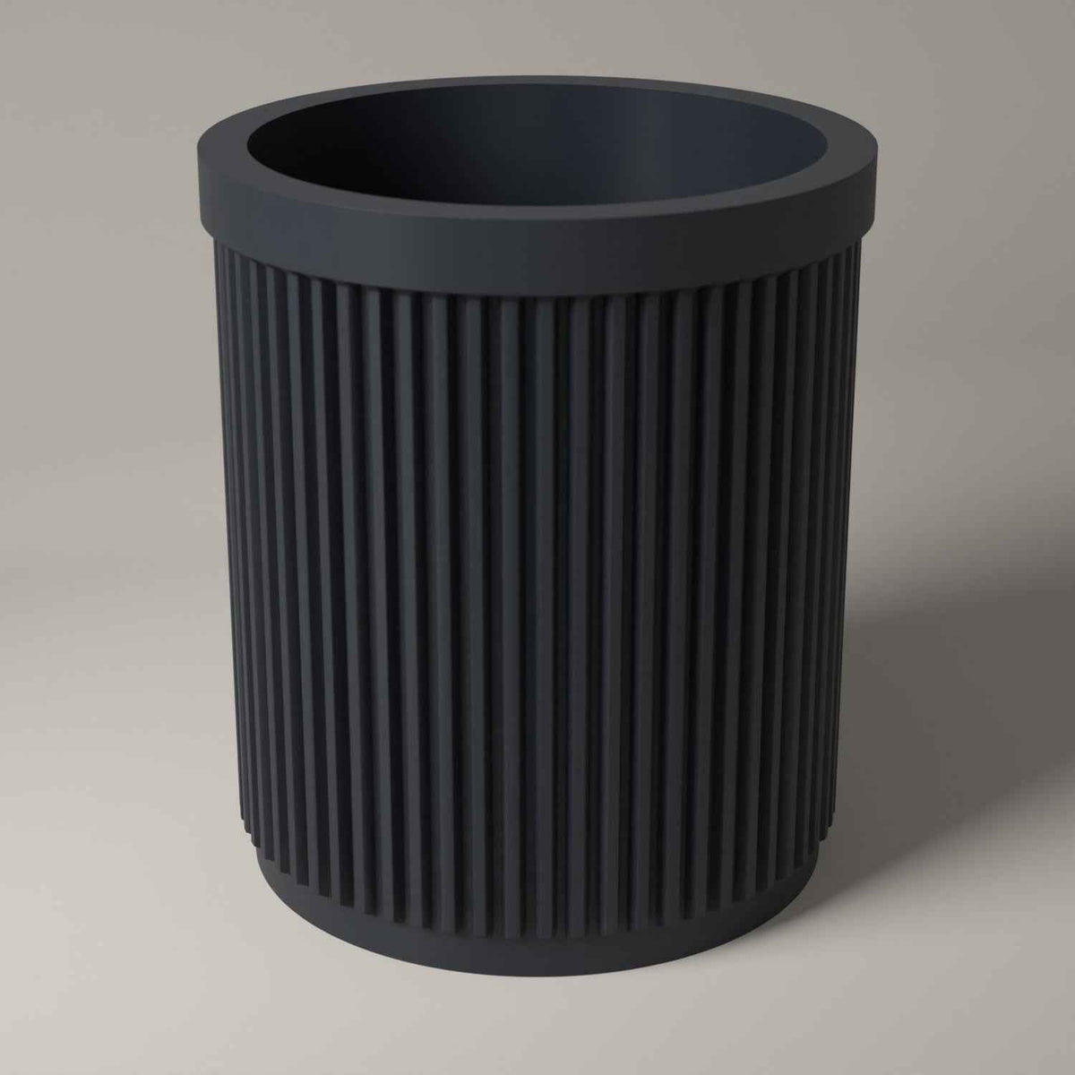 Ribbed Pen Pot for Pens and Pencils - Upright Desk Storage Holder in grey