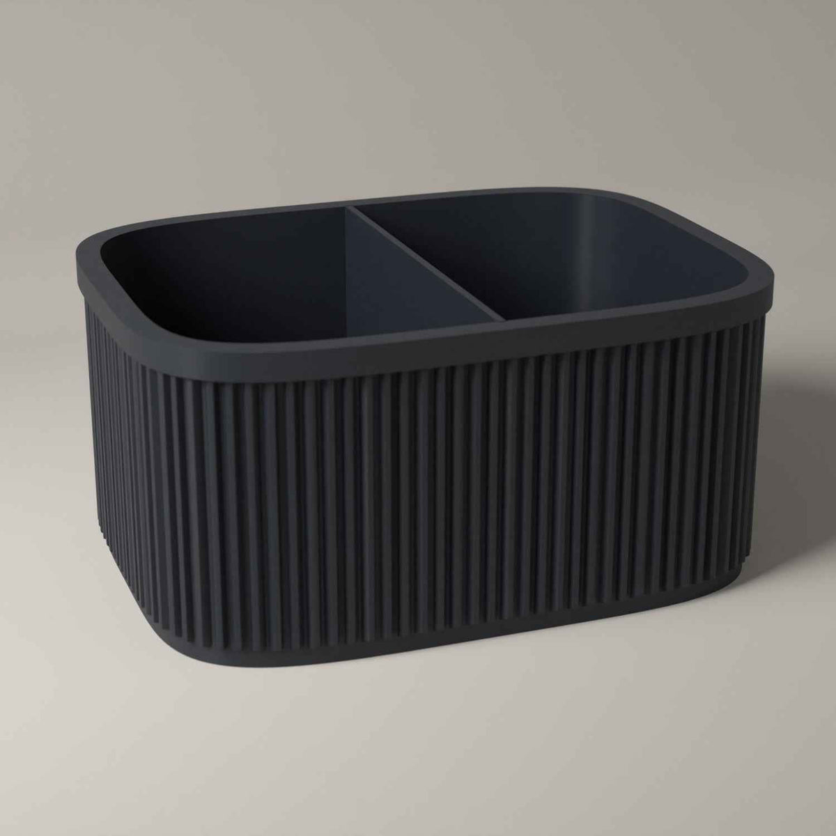 Ribbed Bedside Caddy - Tabletop Organiser for Nightstand Essentials in grey