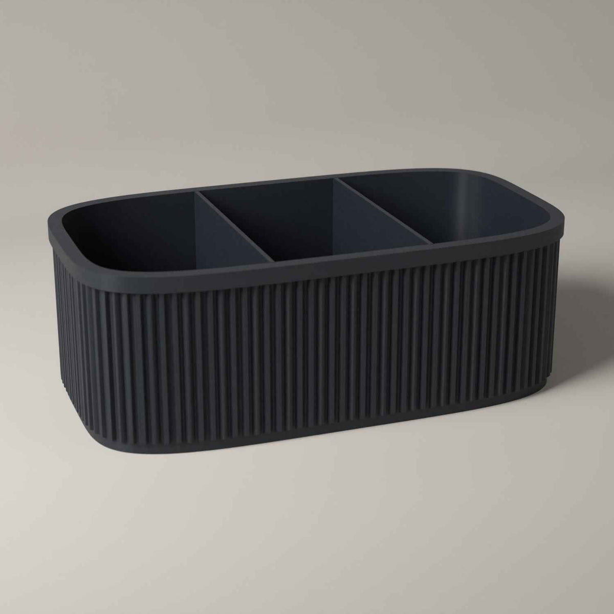 Ribbed Teacher Desk Caddy - Classroom Stationery Storage Organiser in grey