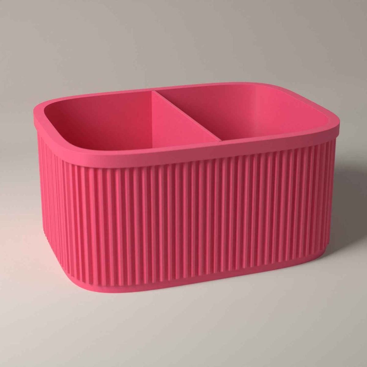 Ribbed Bedside Caddy - Tabletop Organiser for Nightstand Essentials in hot pink