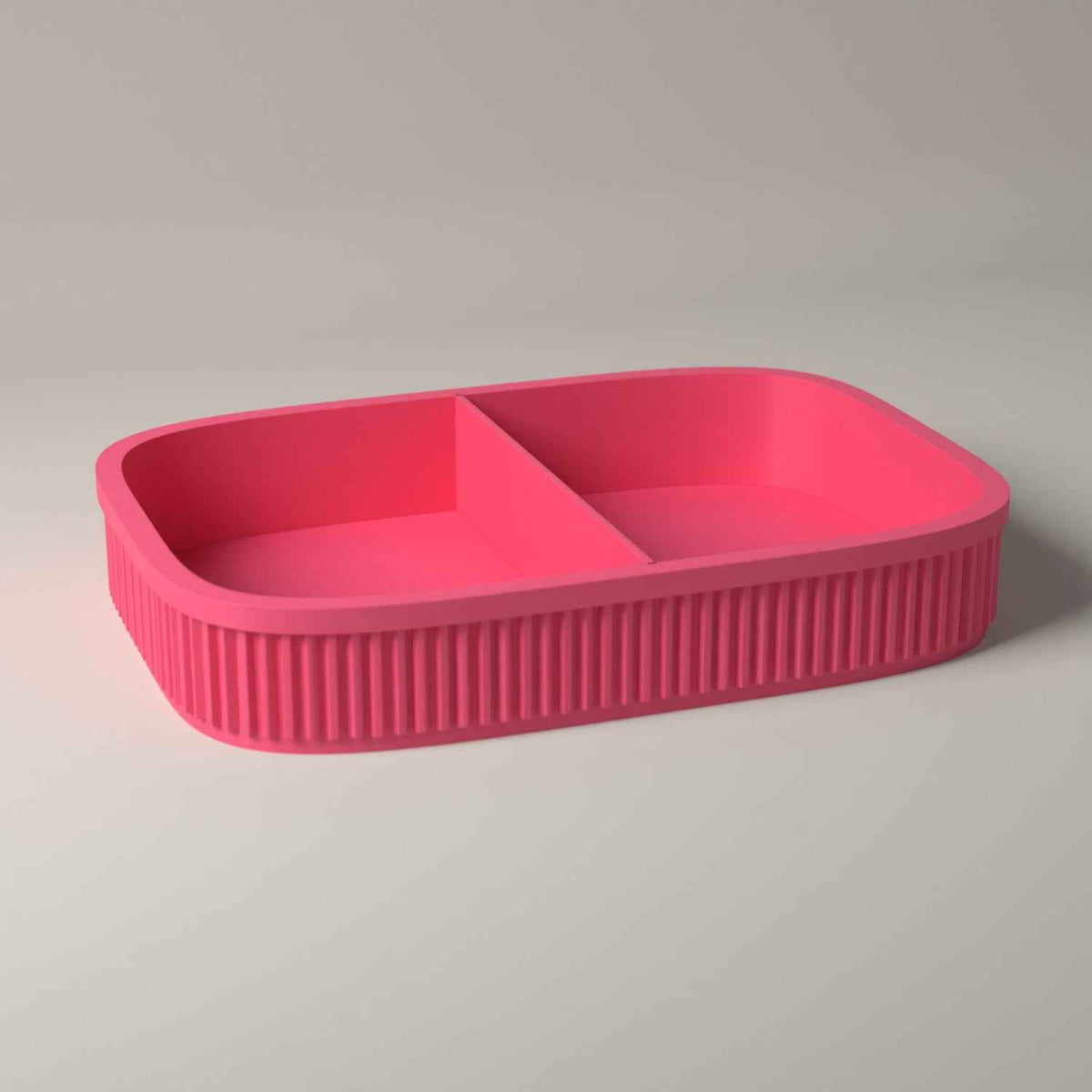 Ribbed Valet Tray for Keys, Wallet and Watch - Bedside Catch All in hot pink