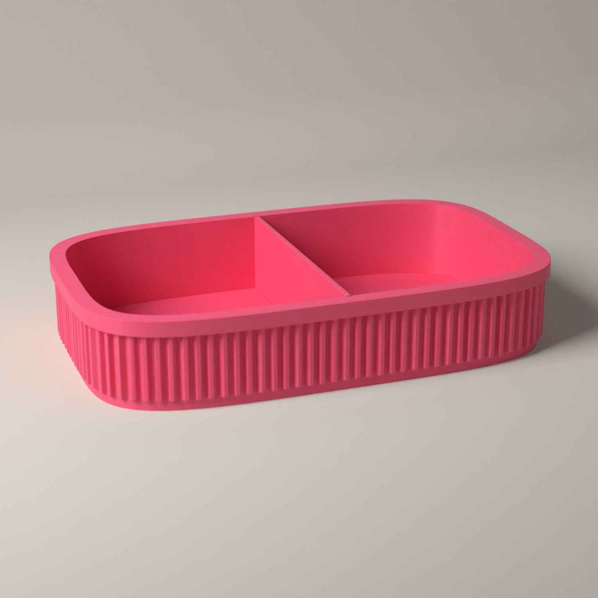 Divided Key Tray, Ribbed Hallway Organiser for Keys, Cards and Coins in hot pink