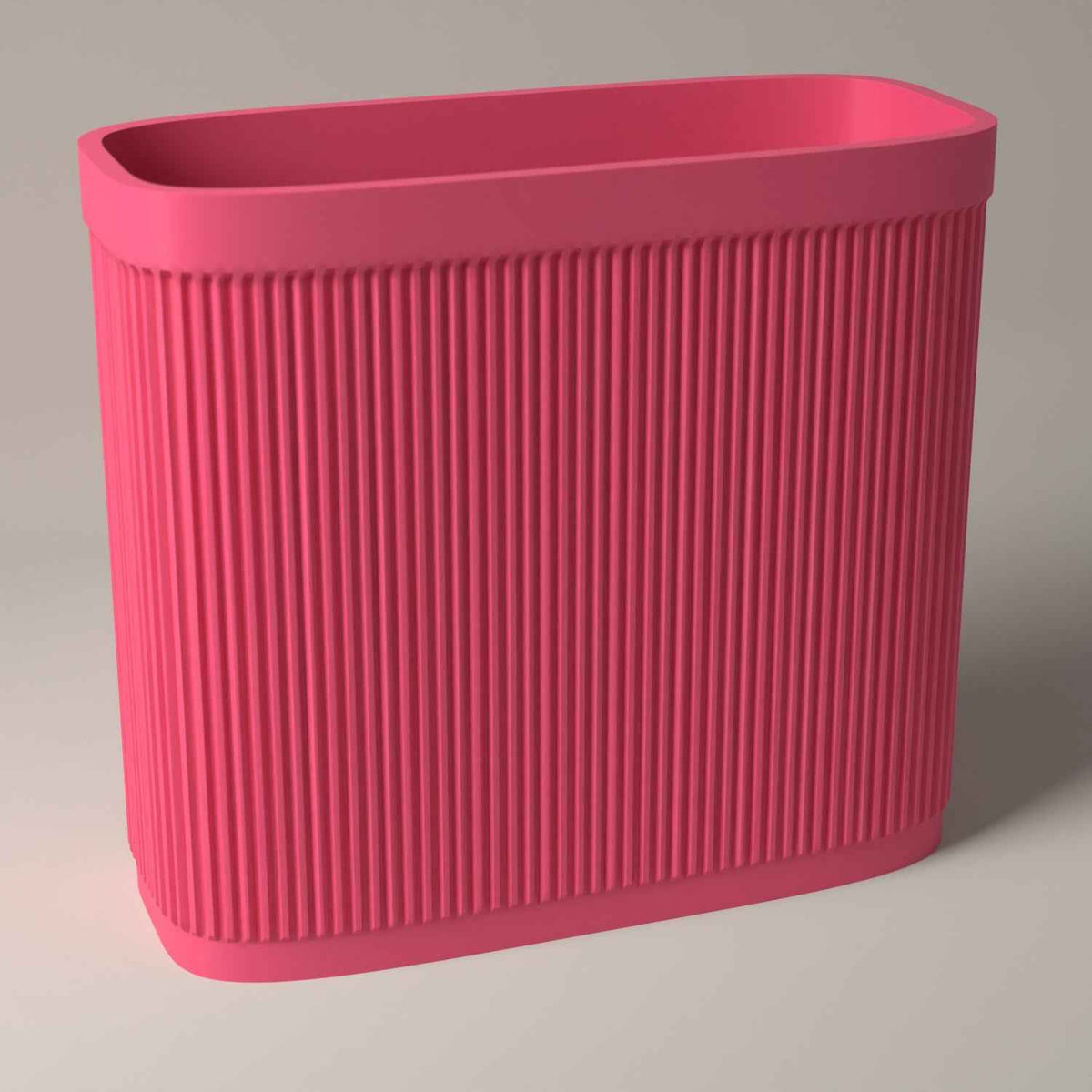 Ribbed Magazine Rack for Upright Magazine and Book Storage in hot pink