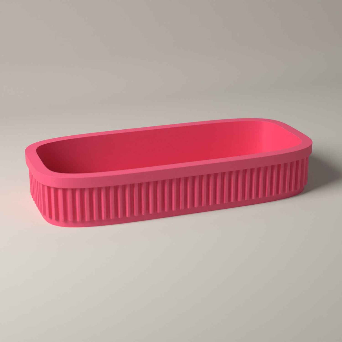 Ribbed Eyeglasses Tray - Shallow Bedside Storage for Reading Glasses in hot pink