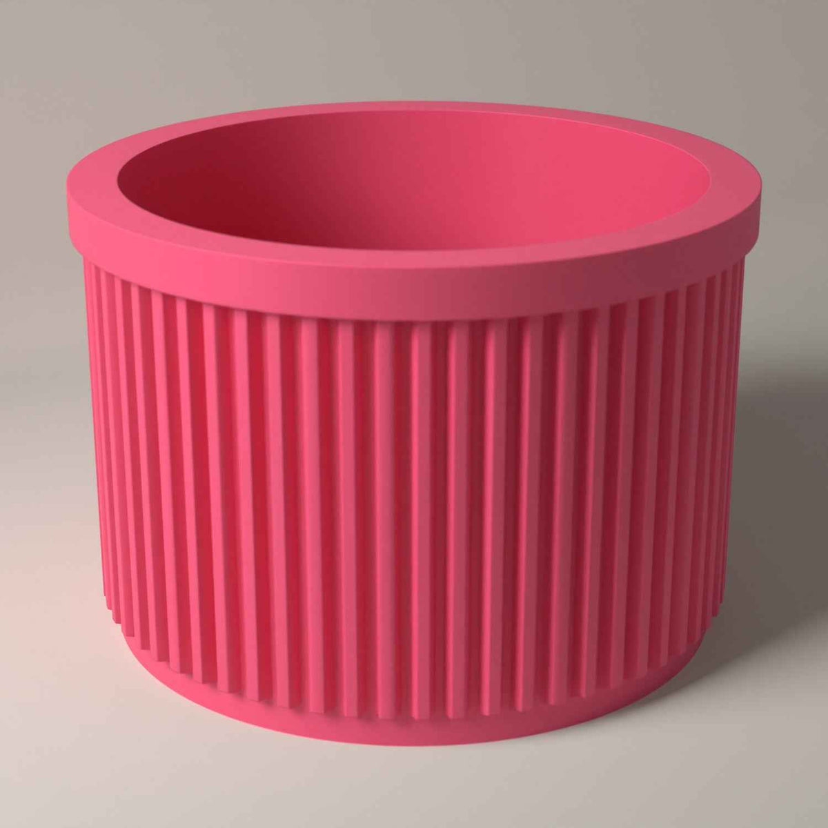 Ribbed Lip Balm Holder Pot for Dressing Table and Desk Storage in hot pink