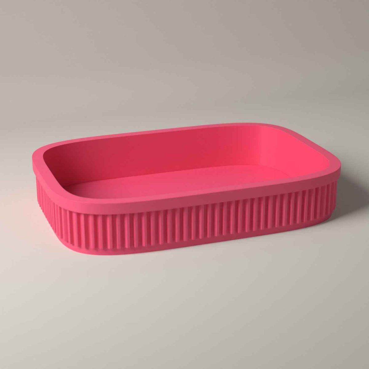 Ribbed Catch-All Tray for Keys, Coins and Jewellery in hot pink