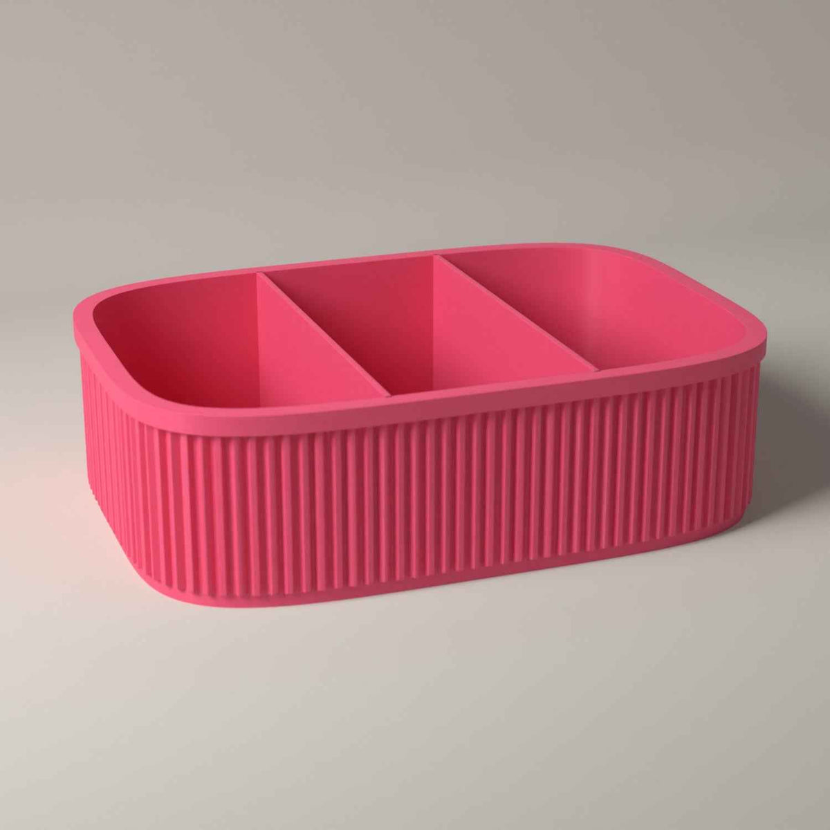 Divided Snack Box, Ribbed Organiser for Individually Wrapped Treats in hot pink