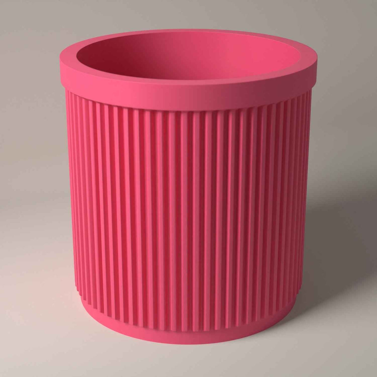 Pencil Pot, Ribbed Desktop Holder for Pens, Pencils and Markers in hot pink