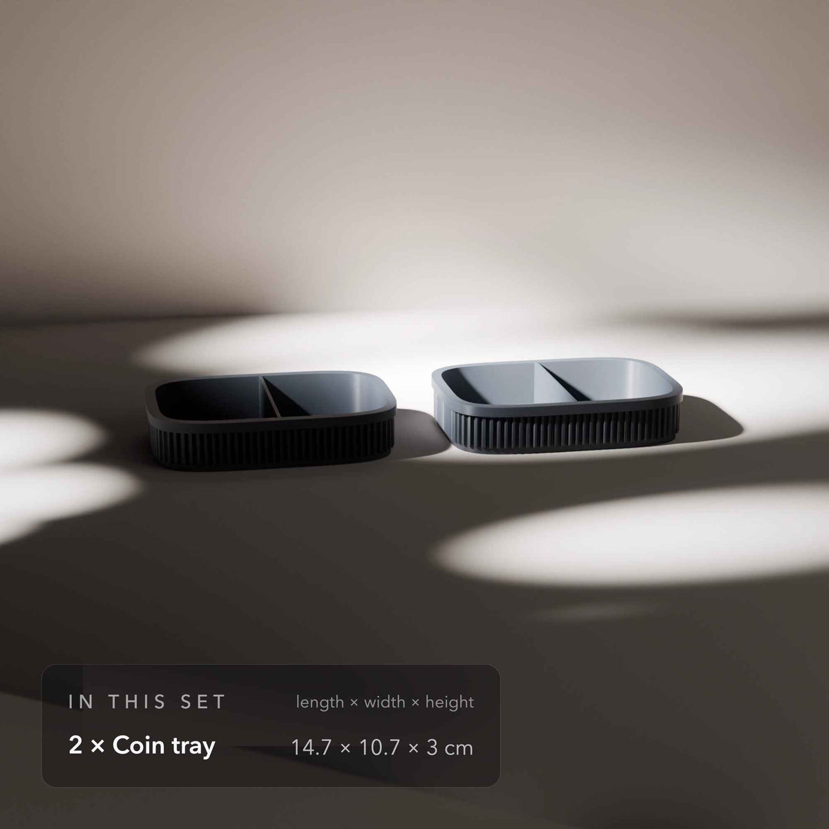Coin Trays Set of 2, Ribbed Catch-All Dishes for Loose Change