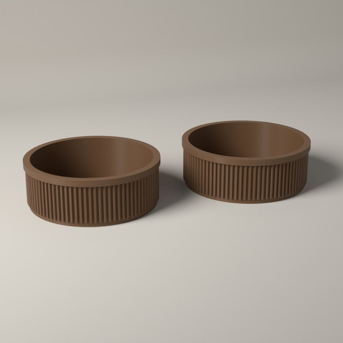 Key Bowls Set of 2, Ribbed Hallway Dishes for Keys and Coins in cocoa brown