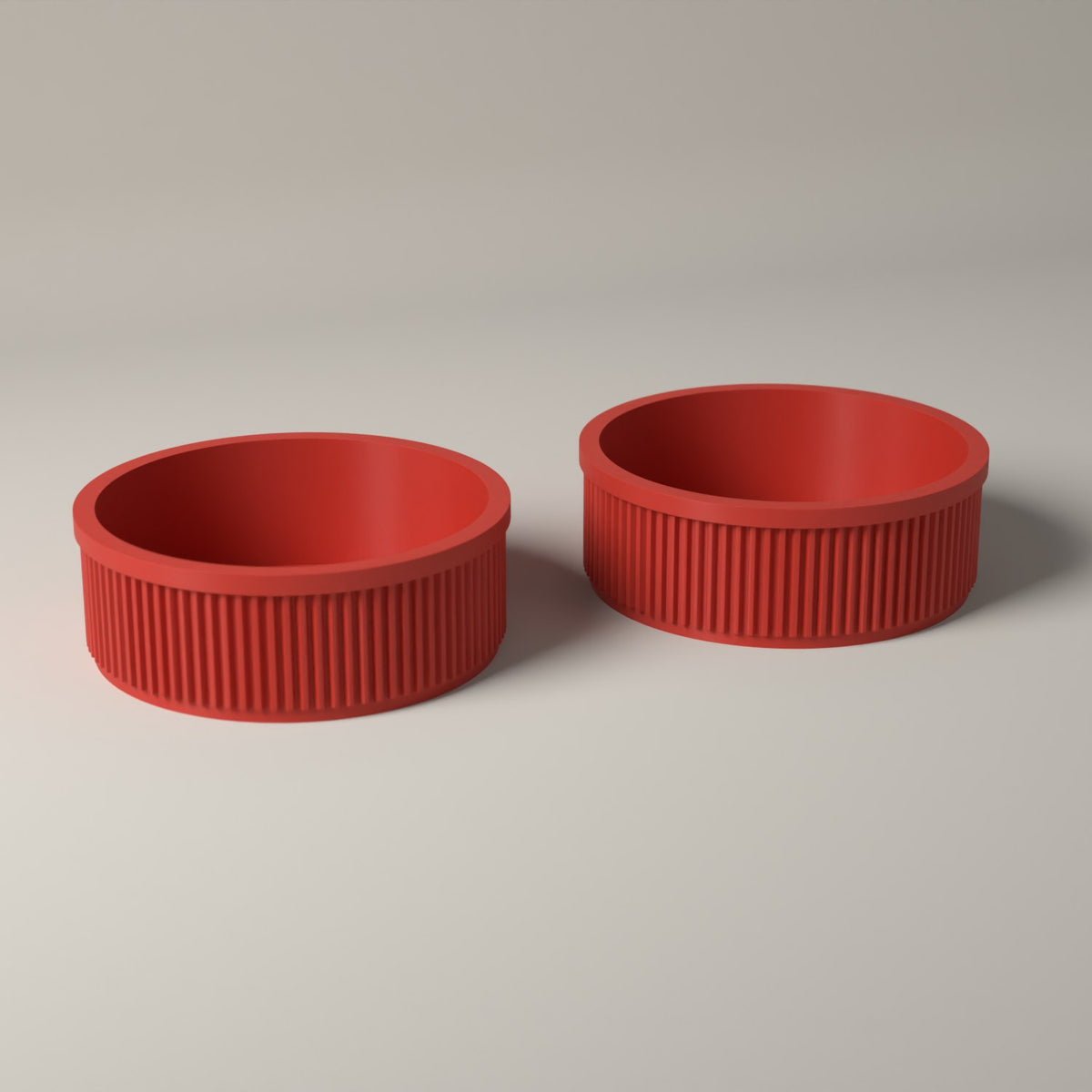 Key Bowls Set of 2, Ribbed Hallway Dishes for Keys and Coins in red