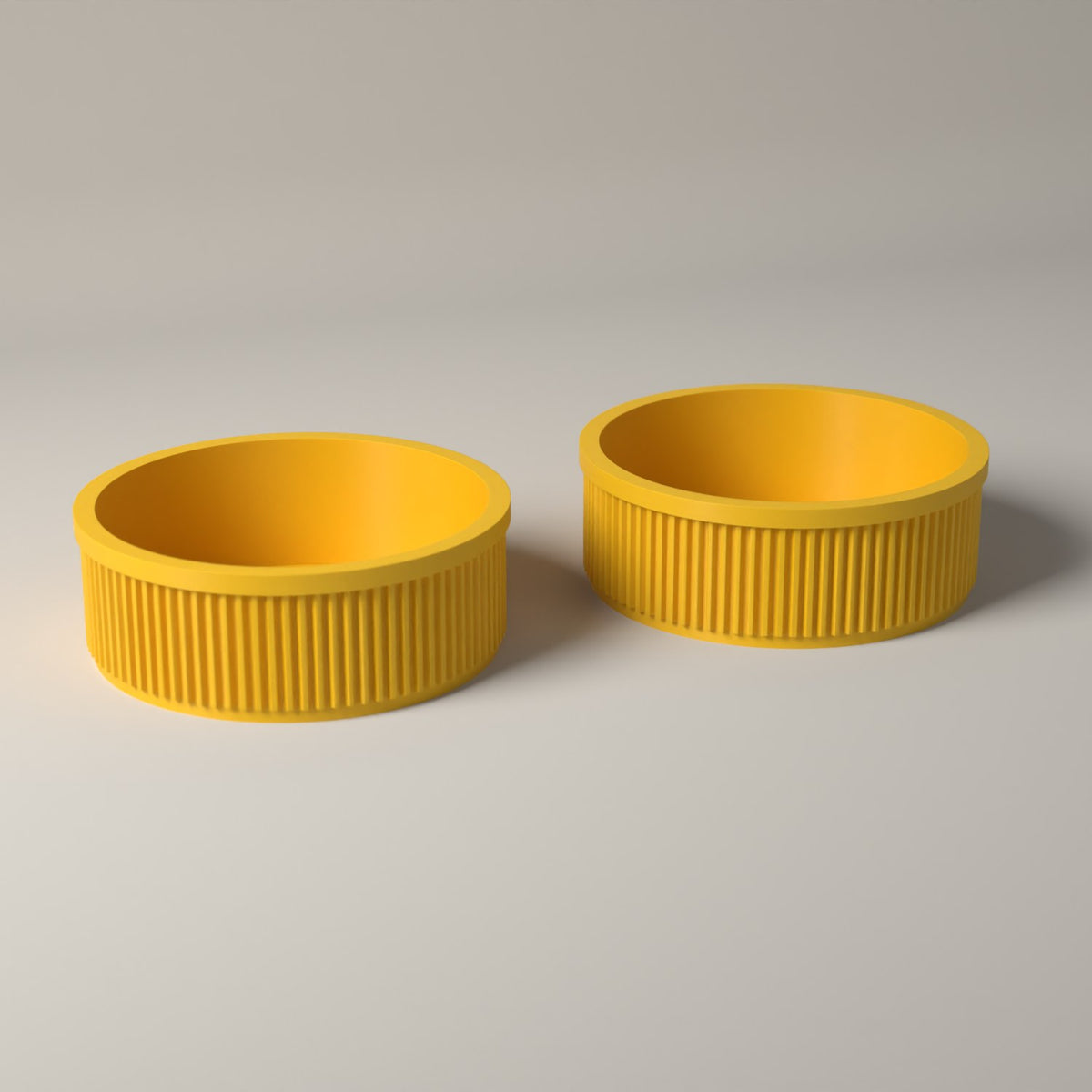 Key Bowls Set of 2, Ribbed Hallway Dishes for Keys and Coins in sunflower yellow