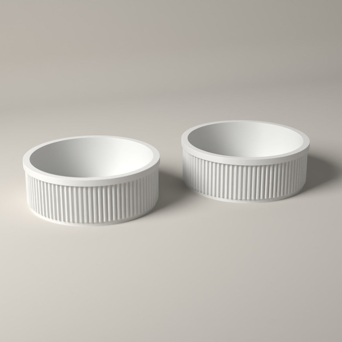 Key Bowls Set of 2, Ribbed Hallway Dishes for Keys and Coins in white