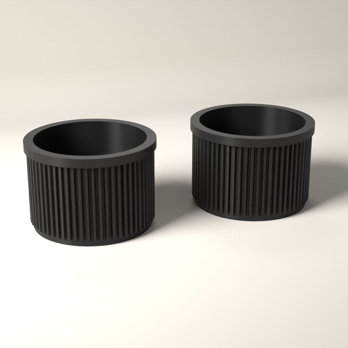 Ribbed Lip Balm Holder Pots for Small Accessories, Set of 2 in black