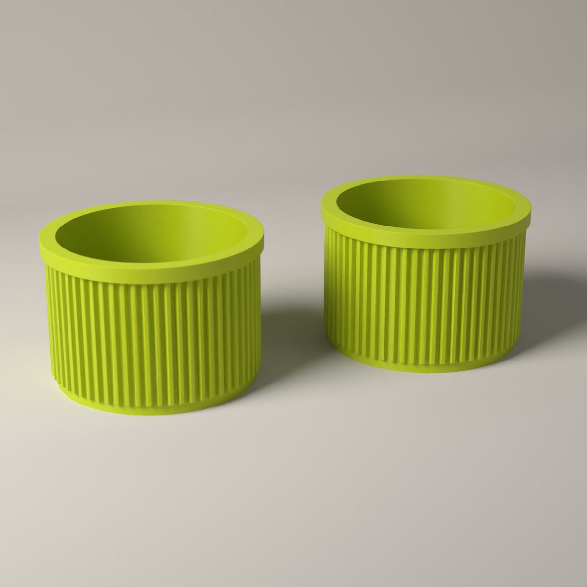 Ribbed Lip Balm Holder Pots for Small Accessories, Set of 2 in bright green