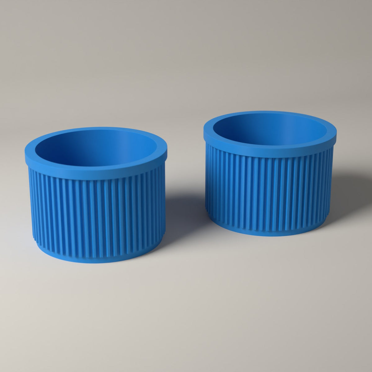 Ribbed Lip Balm Holder Pots for Small Accessories, Set of 2 in cyan