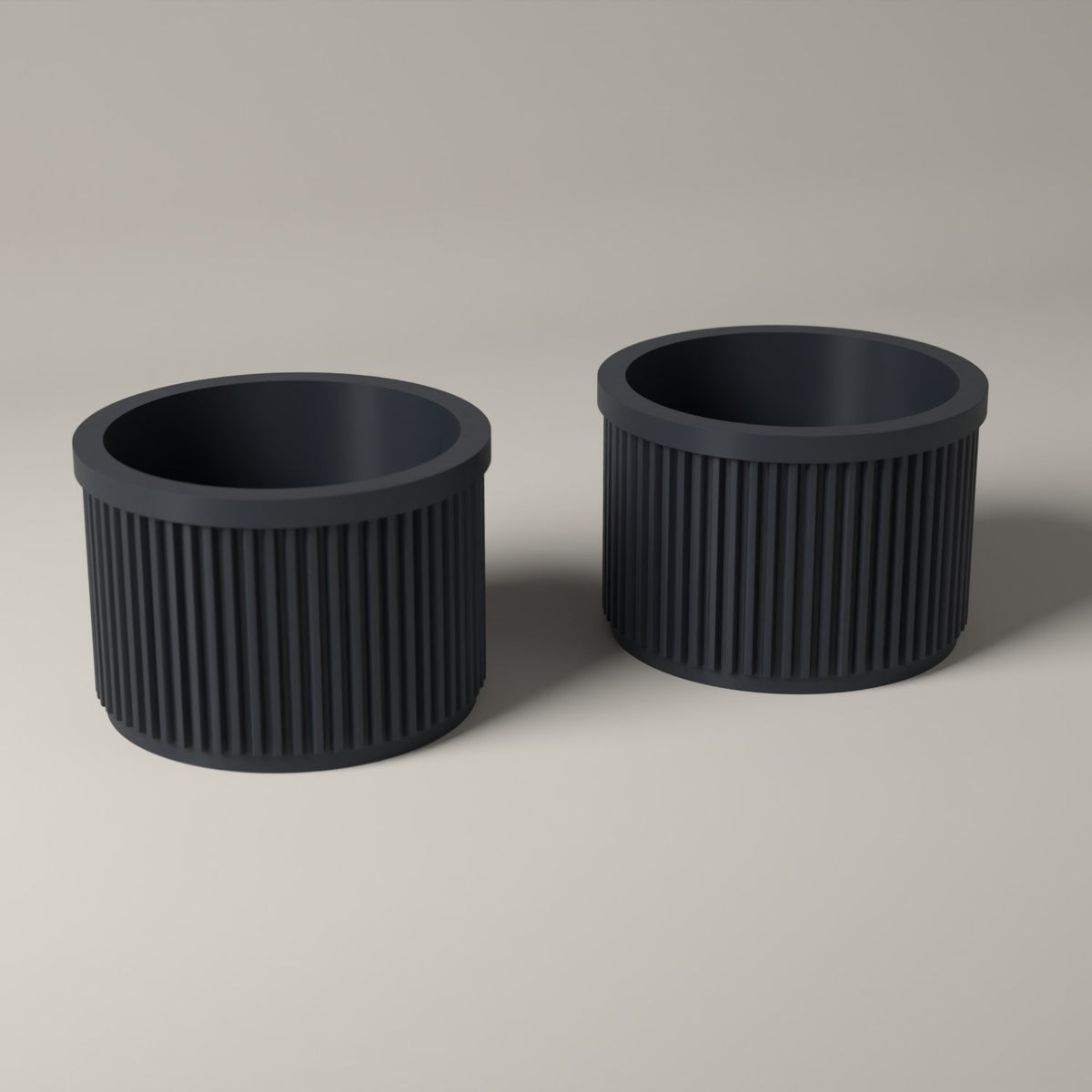 Ribbed Lip Balm Holder Pots for Small Accessories, Set of 2 in grey