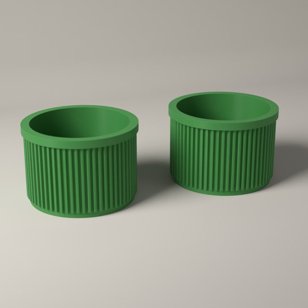 Ribbed Lip Balm Holder Pots for Small Accessories, Set of 2 in mistletoe green