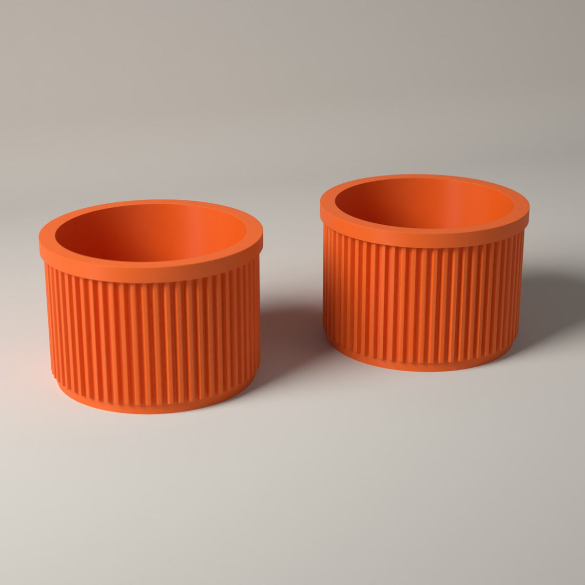 Ribbed Lip Balm Holder Pots for Small Accessories, Set of 2 in orange
