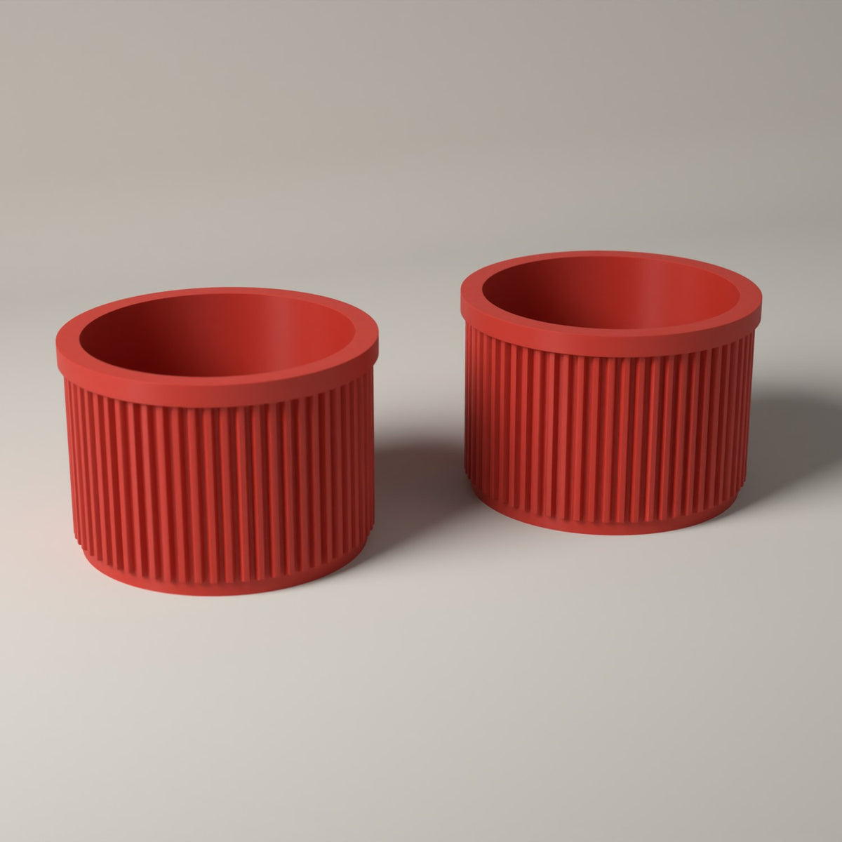 Ribbed Lip Balm Holder Pots for Small Accessories, Set of 2 in red