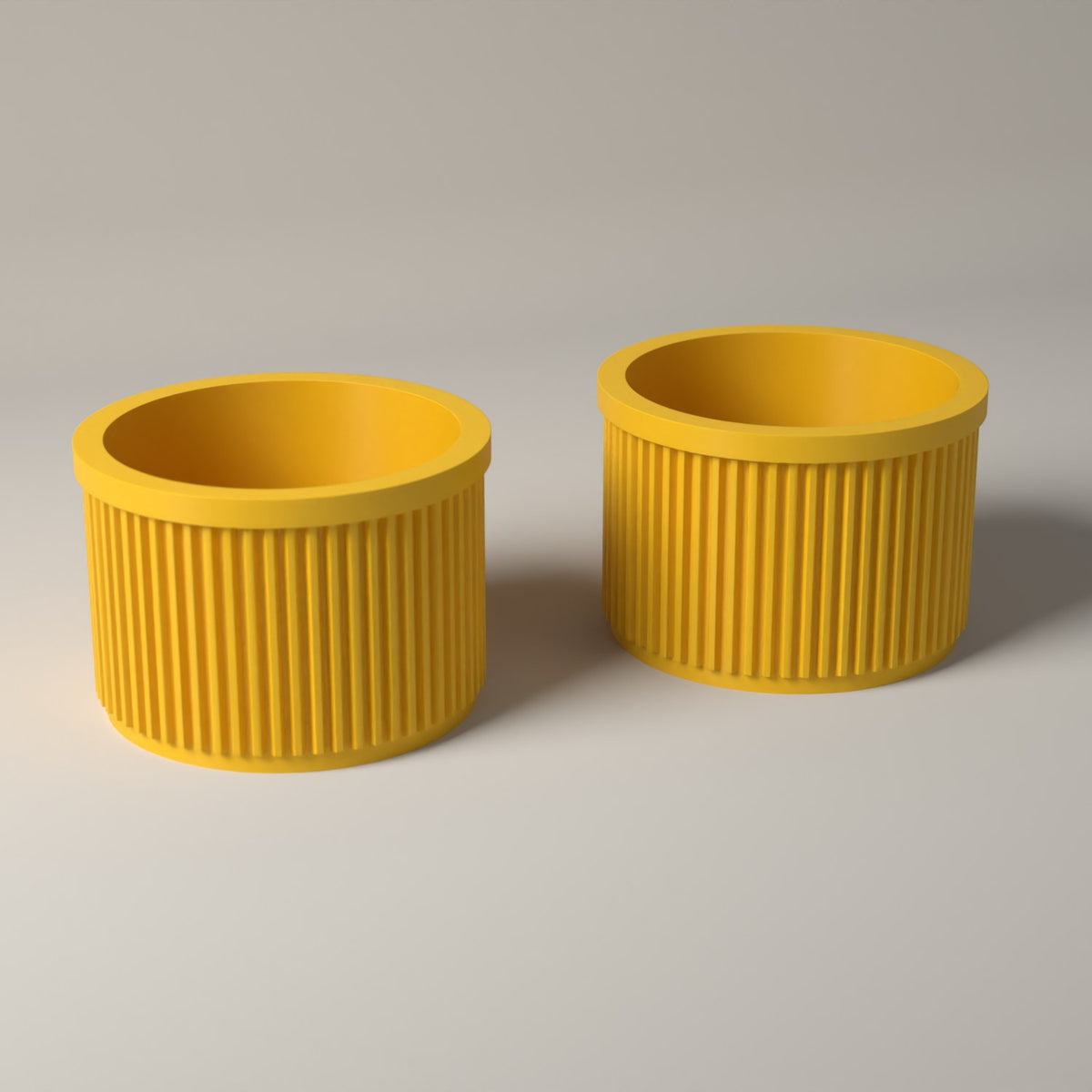 Ribbed Lip Balm Holder Pots for Small Accessories, Set of 2 in sunflower yellow