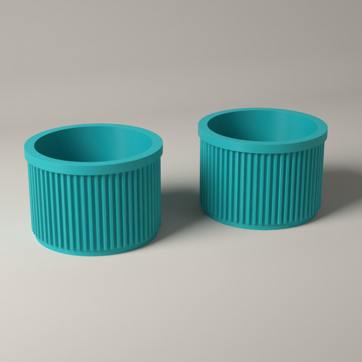 Ribbed Lip Balm Holder Pots for Small Accessories, Set of 2 in turquoise