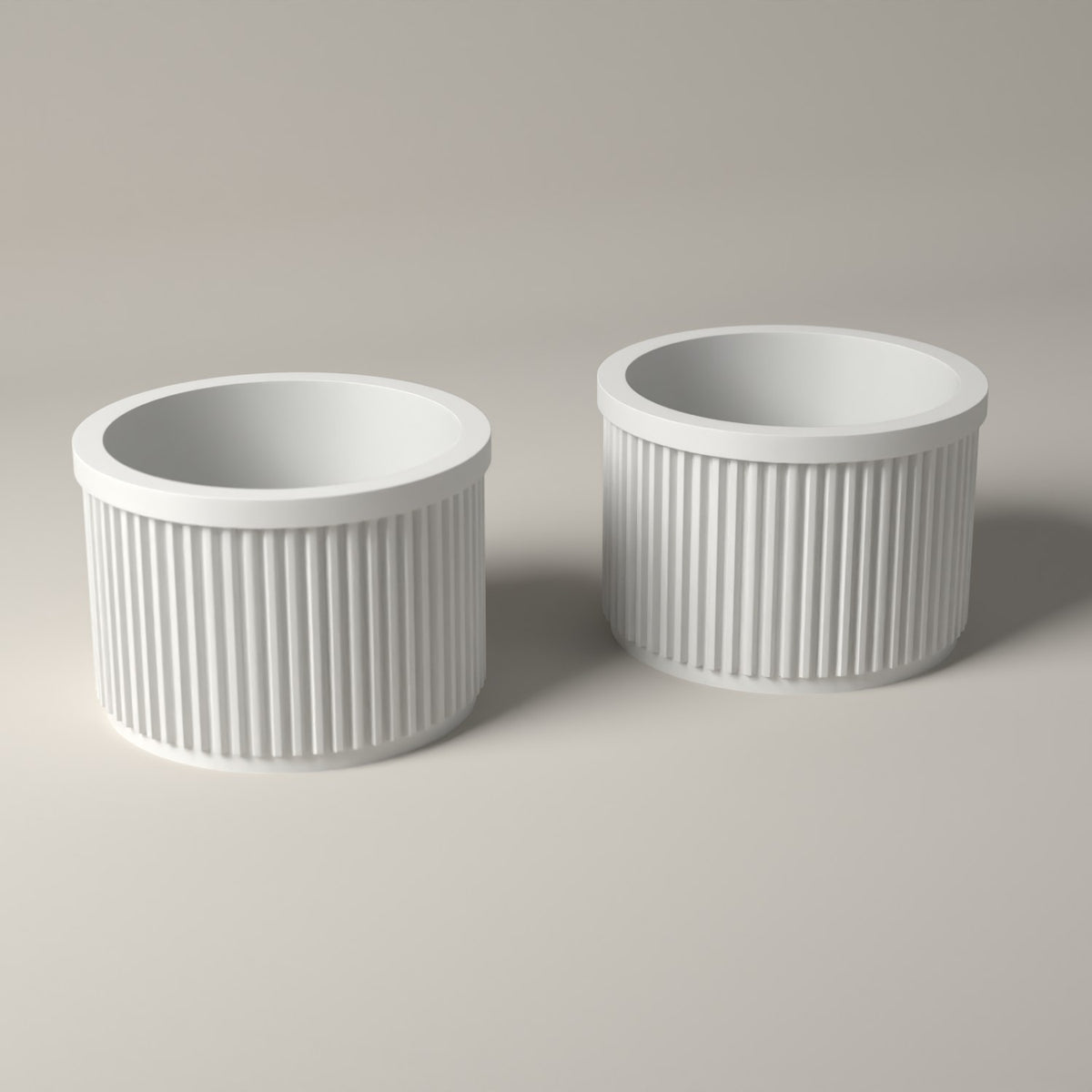 Ribbed Lip Balm Holder Pots for Small Accessories, Set of 2 in white