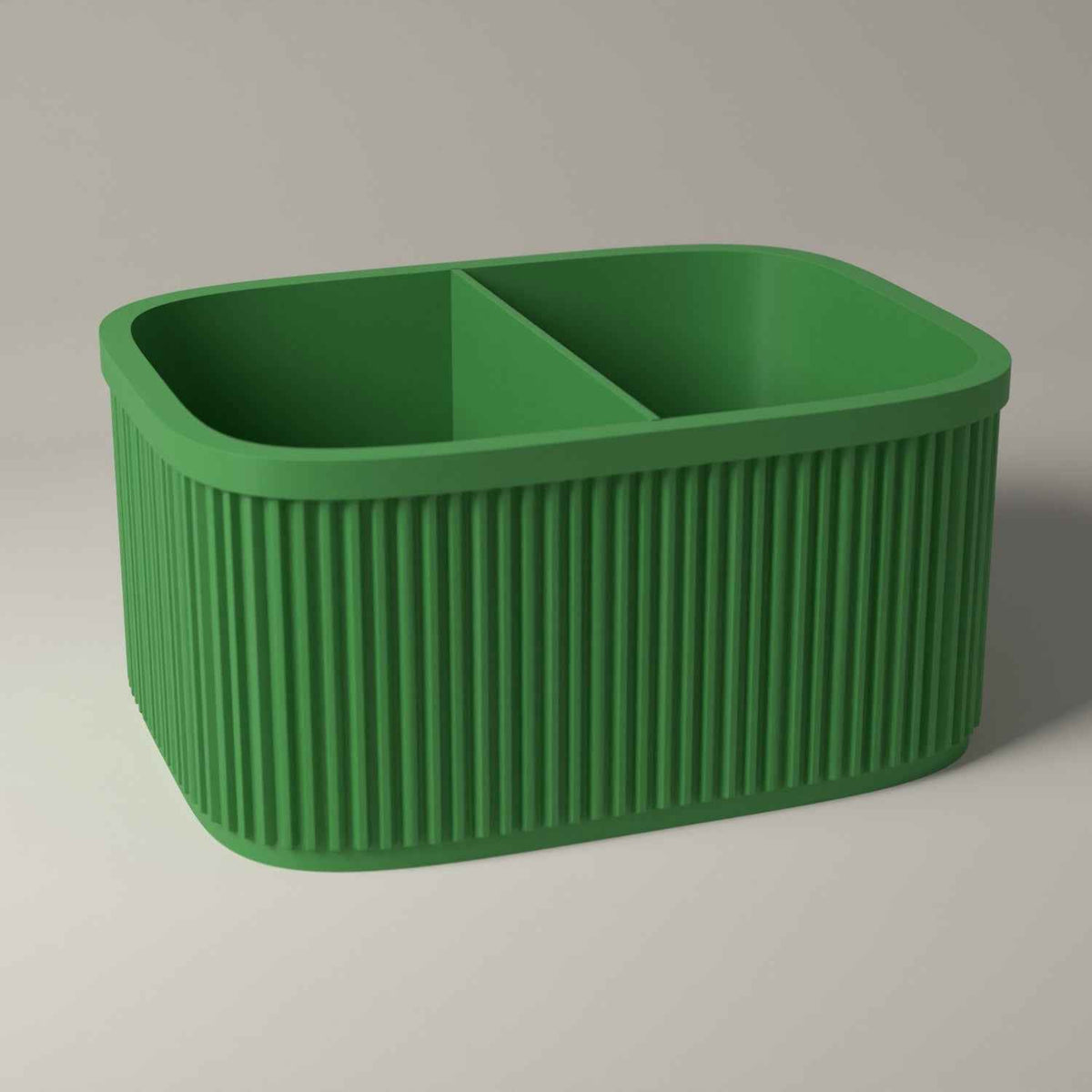 Ribbed Bedside Caddy - Tabletop Organiser for Nightstand Essentials in mistletoe green