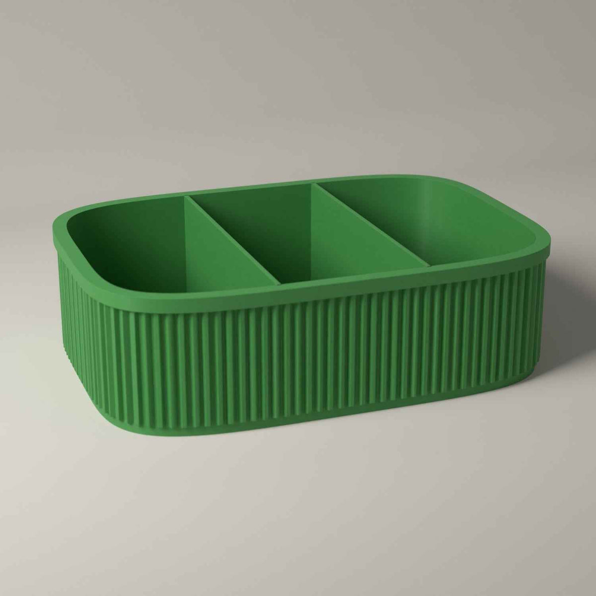 Divided Snack Box, Ribbed Organiser for Individually Wrapped Treats in mistletoe green