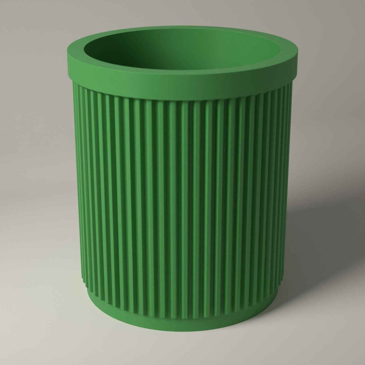 Ribbed Pen Pot for Pens and Pencils - Upright Desk Storage Holder in mistletoe green