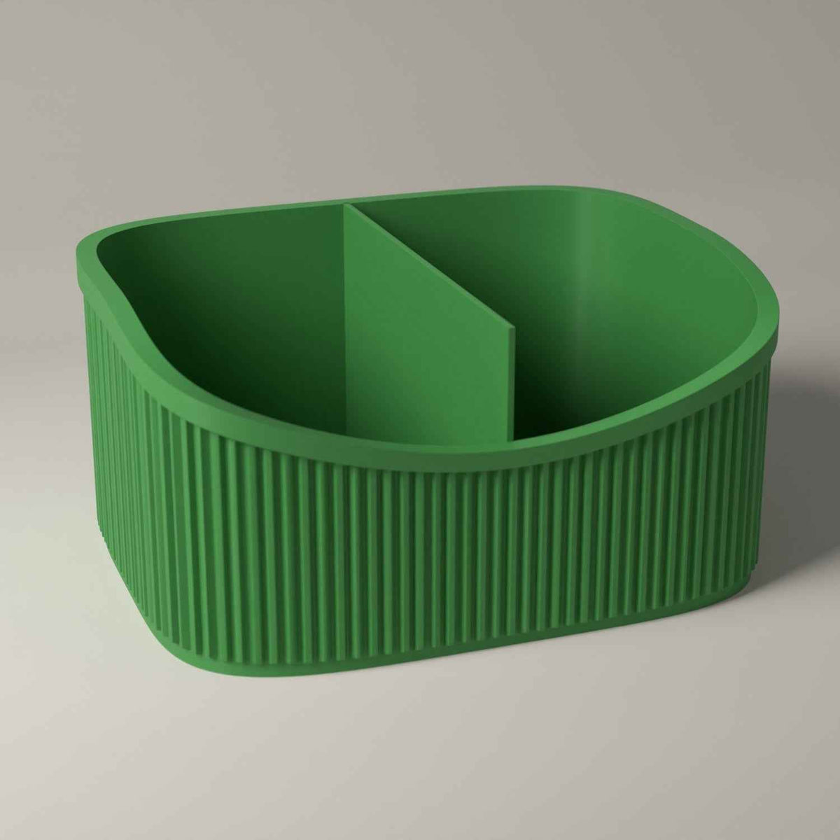 Desk Organiser, Ribbed Multi-Section Storage for Stationery in mistletoe green