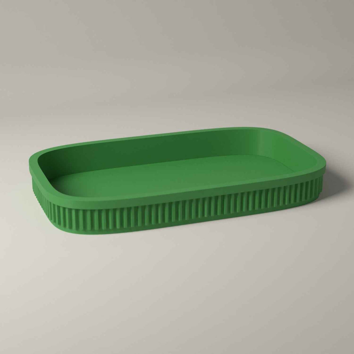 Ribbed Rolling Tray and Shallow Desktop Organiser in mistletoe green