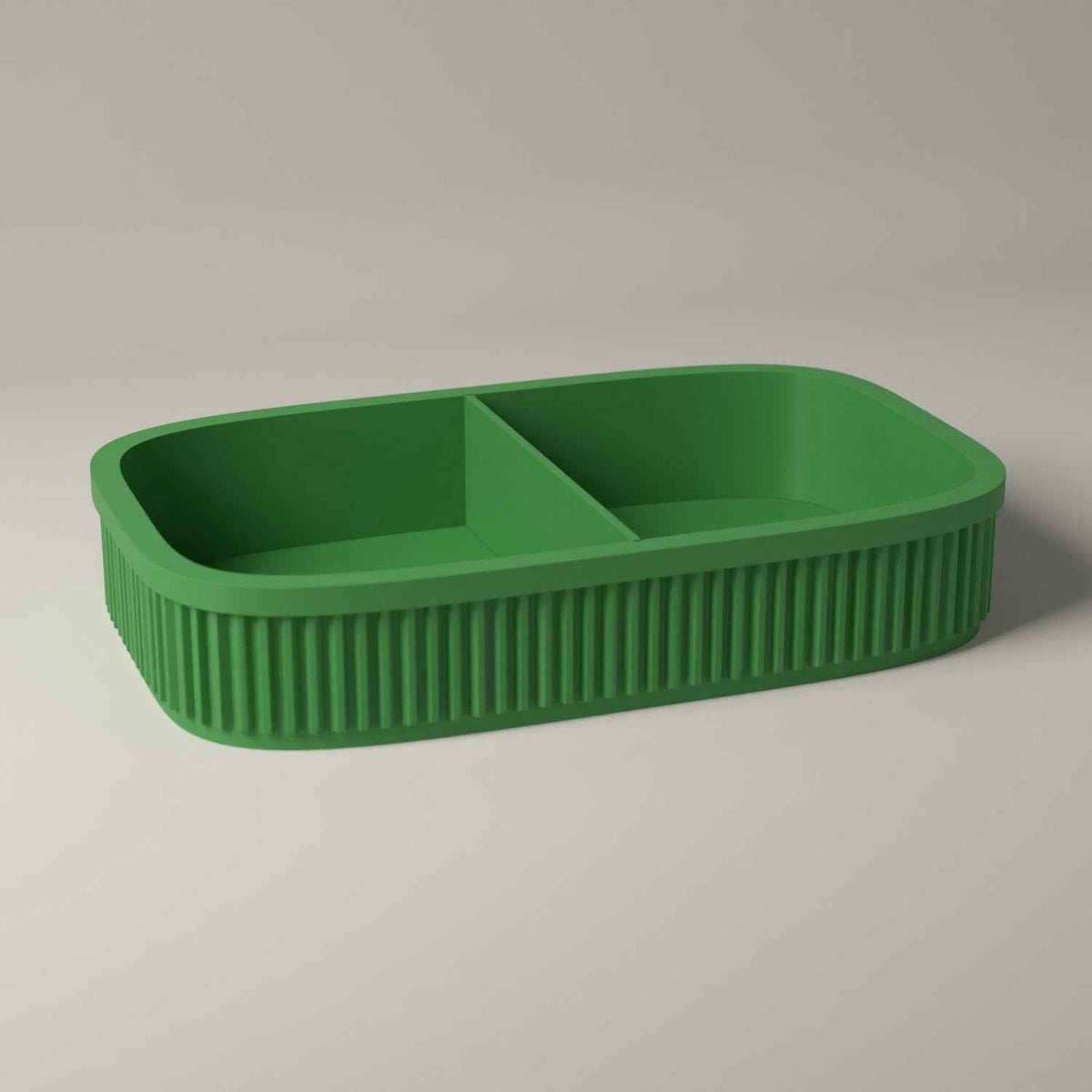 Divided Key Tray, Ribbed Hallway Organiser for Keys, Cards and Coins in mistletoe green