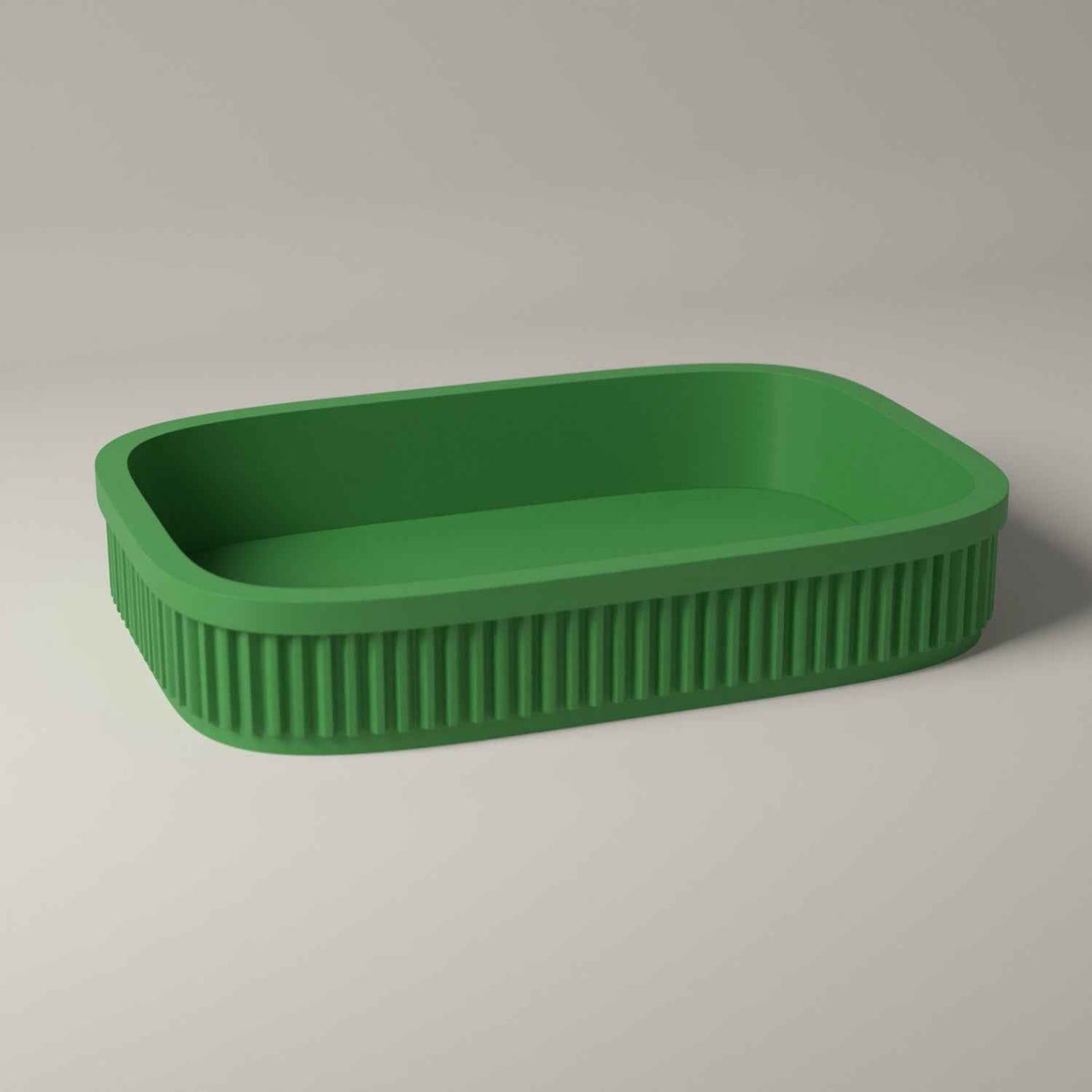 Vanity Tray, Ribbed Dressing Table Organiser for Jewellery and Small Items in mistletoe green