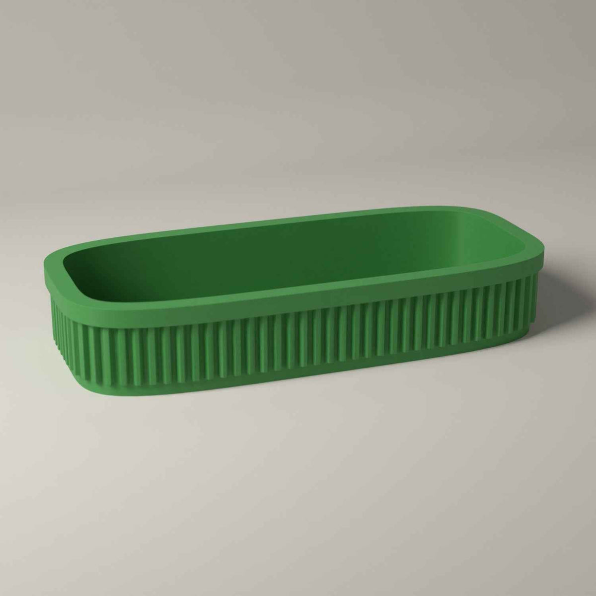 Ribbed Eyeglasses Tray - Shallow Bedside Storage for Reading Glasses in mistletoe green