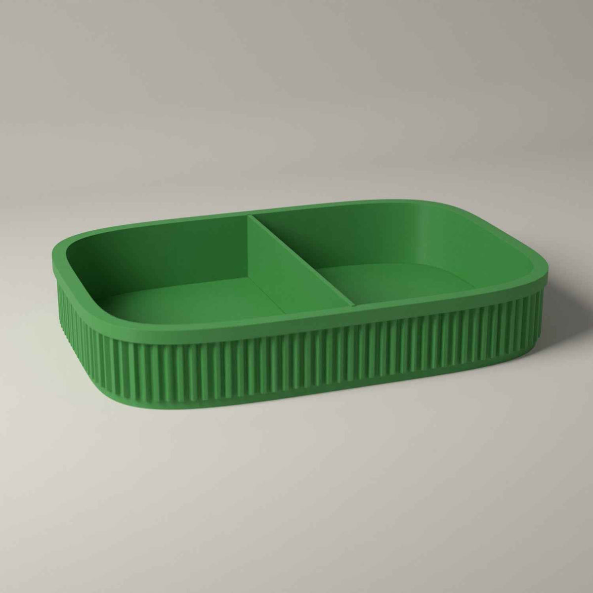 Ribbed Valet Tray for Keys, Wallet and Watch - Bedside Catch All in mistletoe green