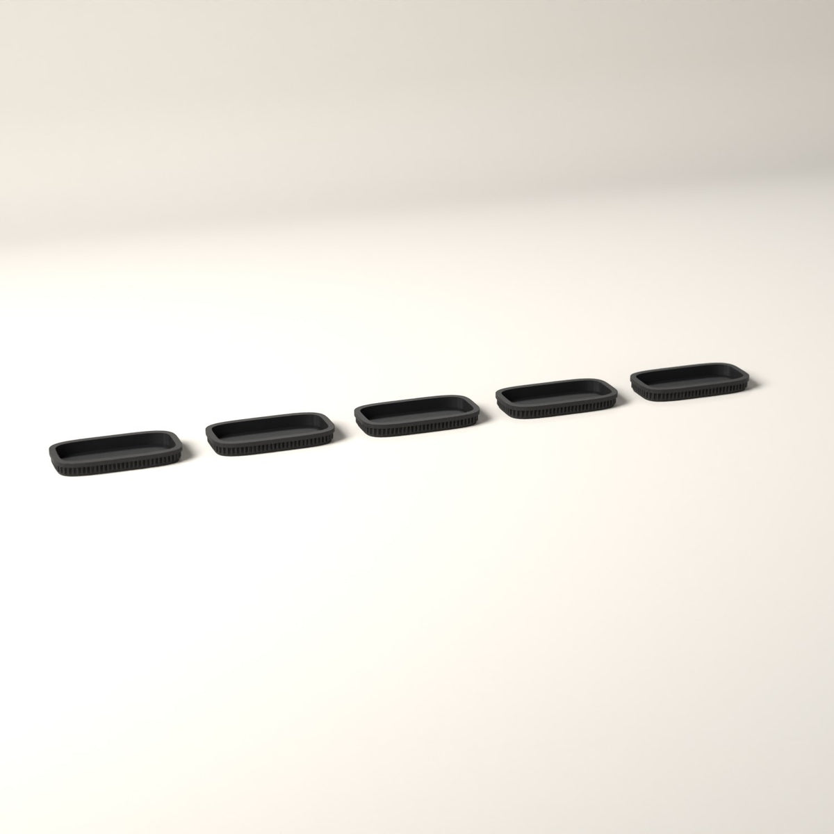 Ribbed Miniature Movement Trays for Tabletop Wargaming, Set of 5 in black