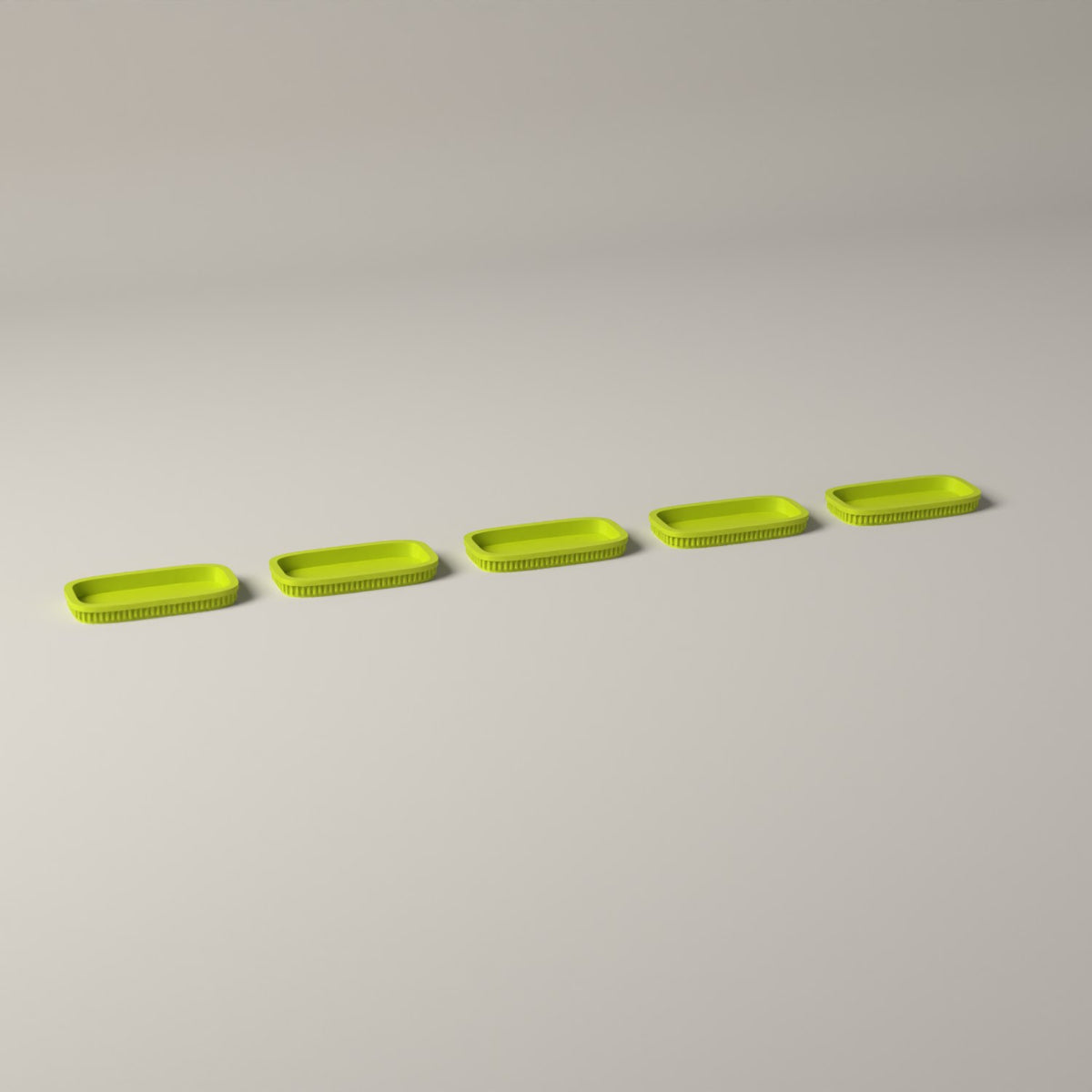 Ribbed Miniature Movement Trays for Tabletop Wargaming, Set of 5 in bright green