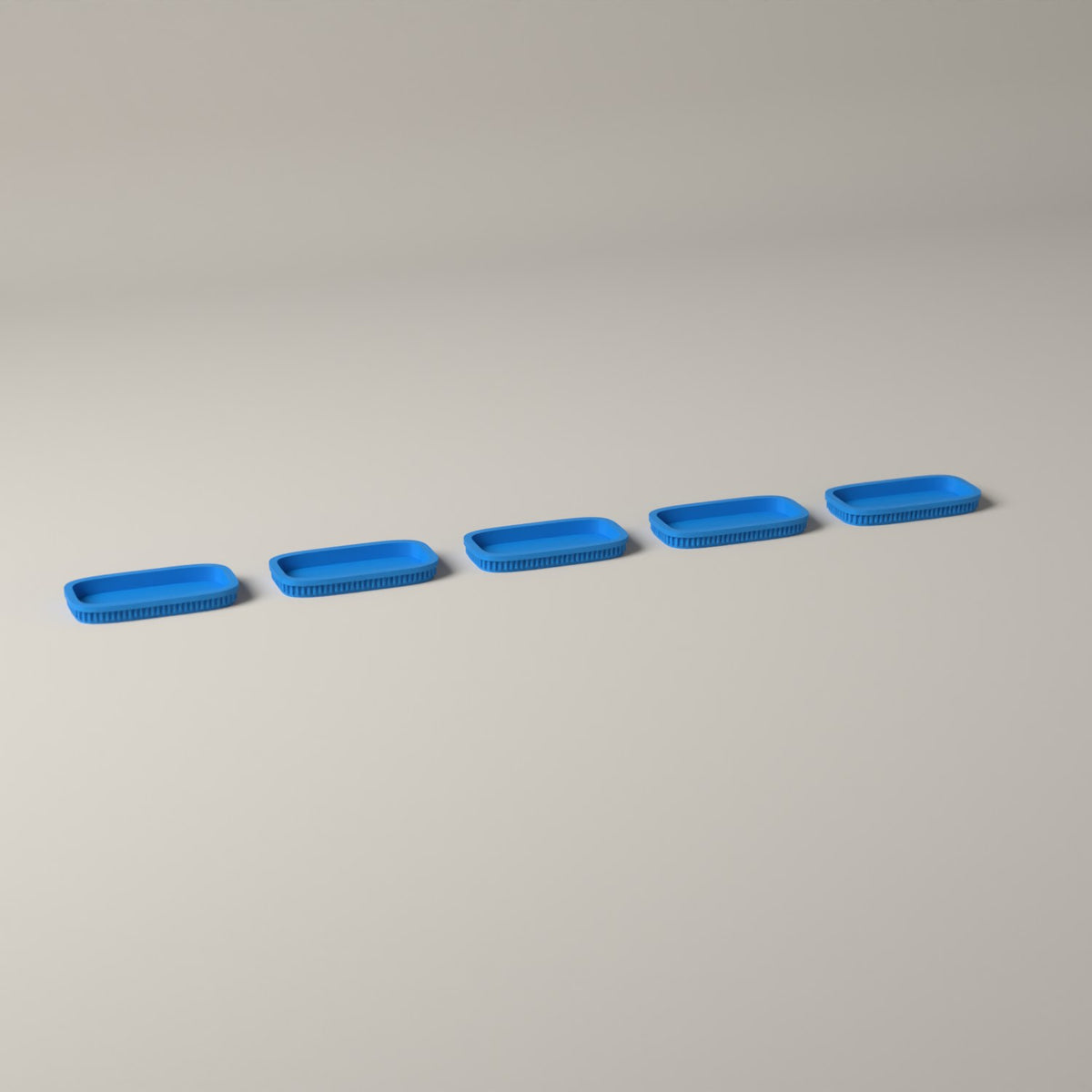 Ribbed Miniature Movement Trays for Tabletop Wargaming, Set of 5 in cyan
