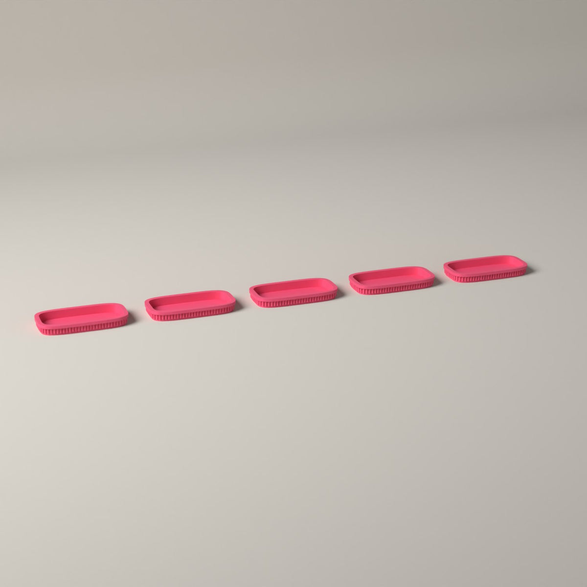 Ribbed Miniature Movement Trays for Tabletop Wargaming, Set of 5 in hot pink