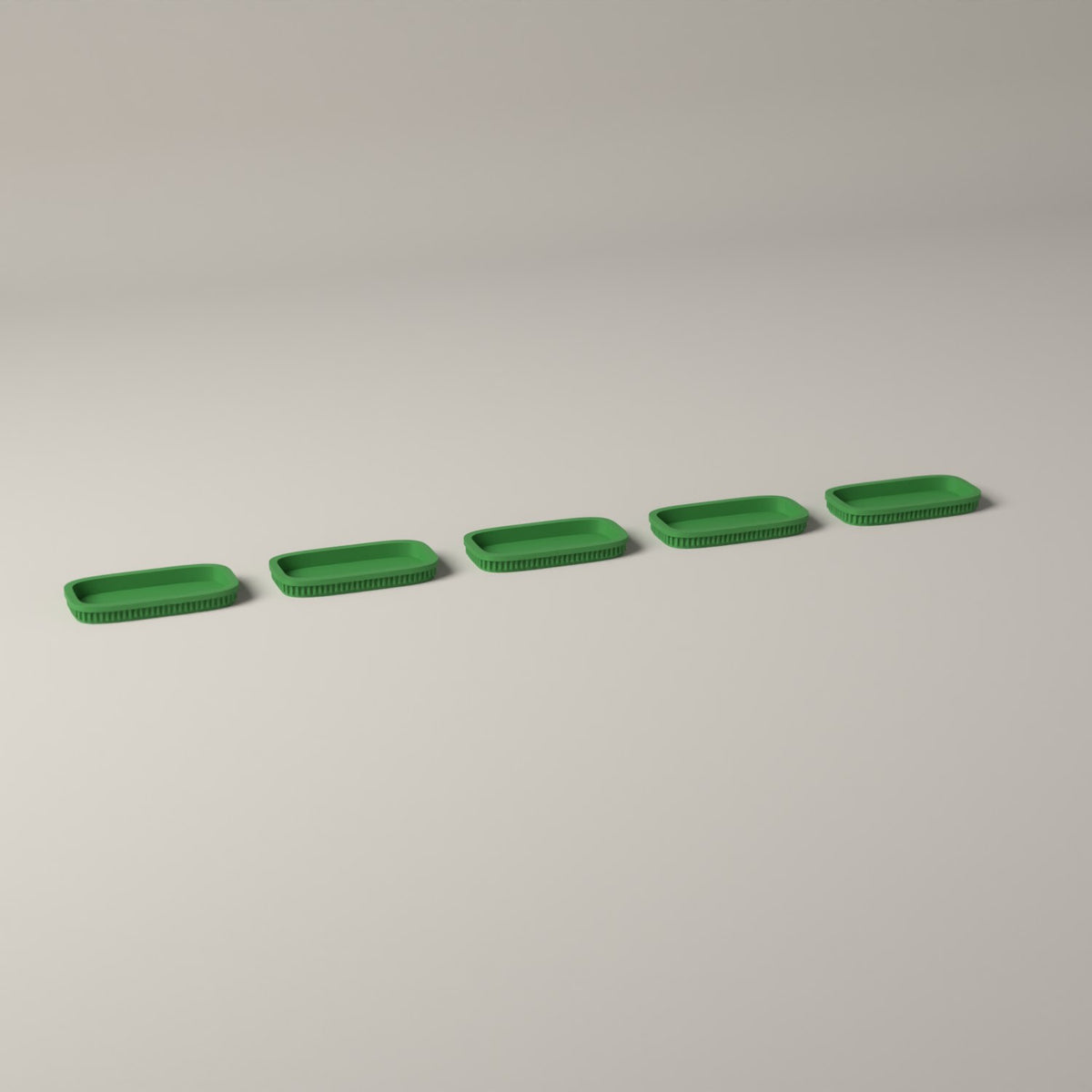 Ribbed Miniature Movement Trays for Tabletop Wargaming, Set of 5 in mistletoe green