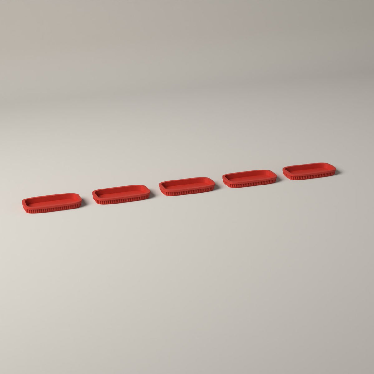 Ribbed Miniature Movement Trays for Tabletop Wargaming, Set of 5 in red