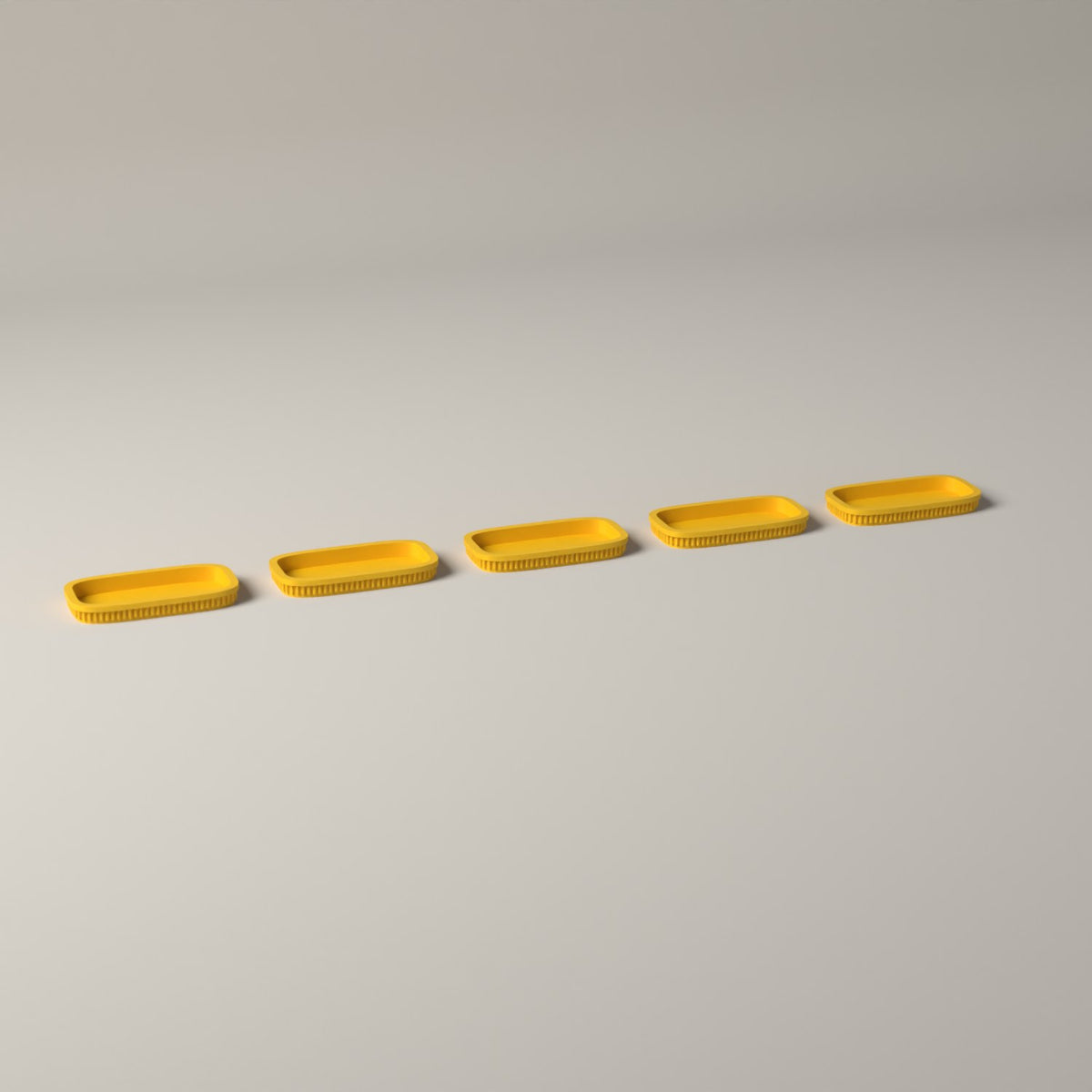 Ribbed Miniature Movement Trays for Tabletop Wargaming, Set of 5 in sunflower yellow