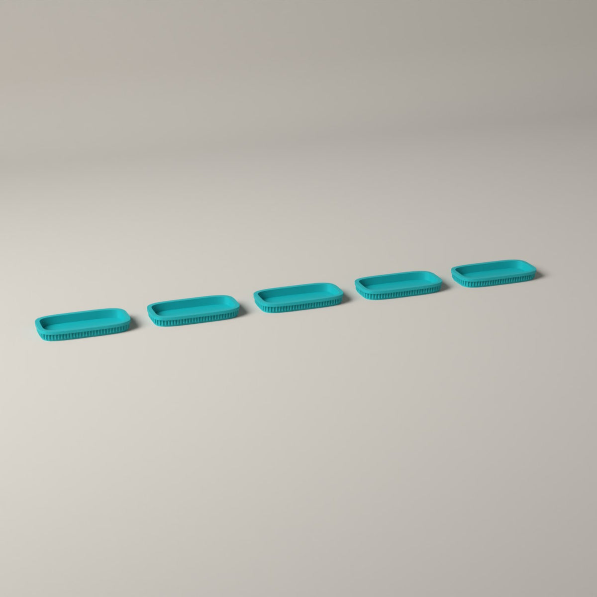 Ribbed Miniature Movement Trays for Tabletop Wargaming, Set of 5 in turquoise