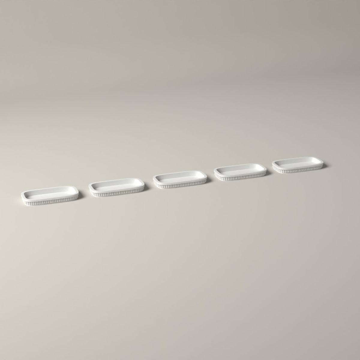 Ribbed Miniature Movement Trays for Tabletop Wargaming, Set of 5 in white
