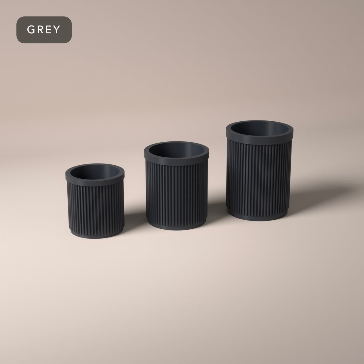 Nesting Pen Pots 3 Heights in Grey