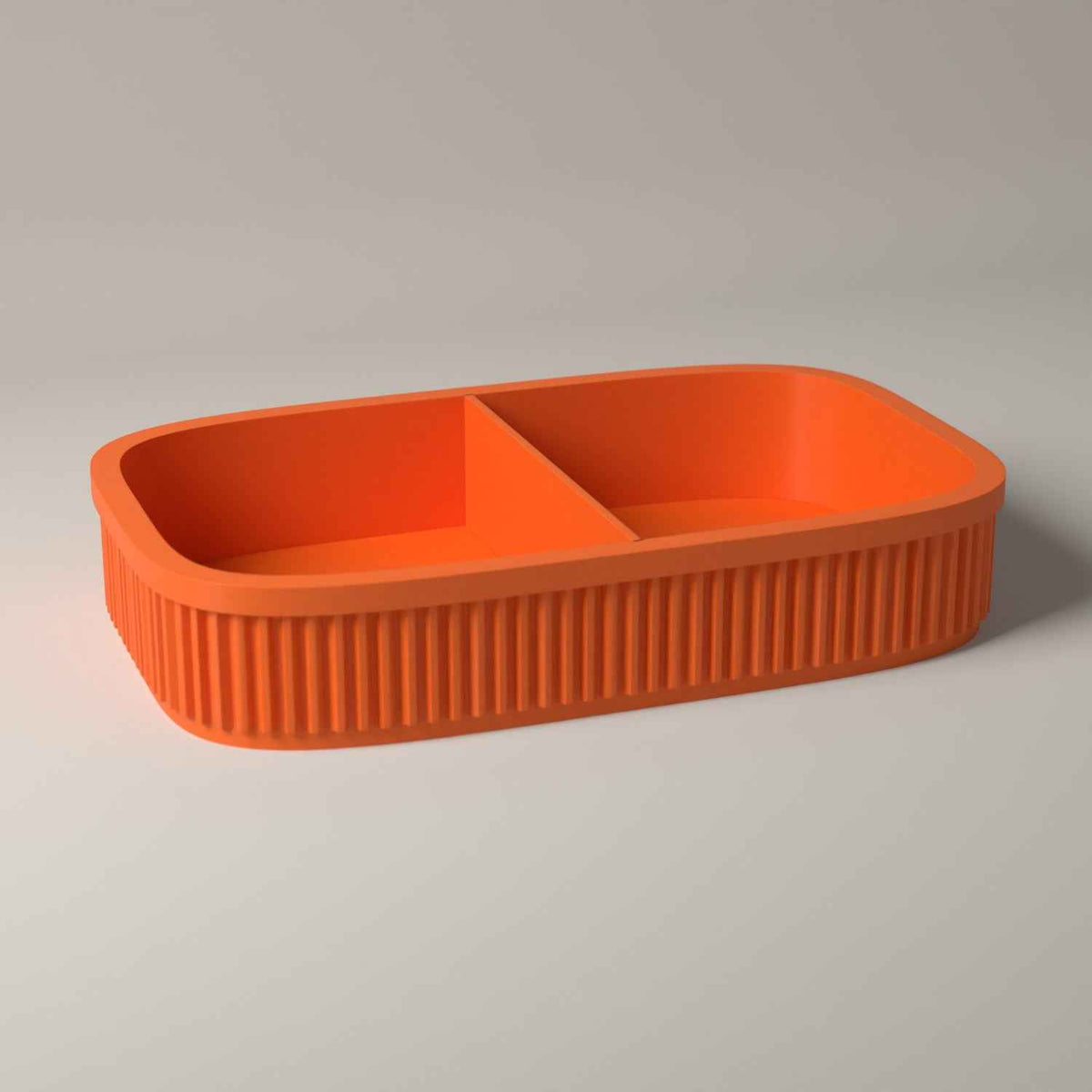 Divided Key Tray, Ribbed Hallway Organiser for Keys, Cards and Coins in orange