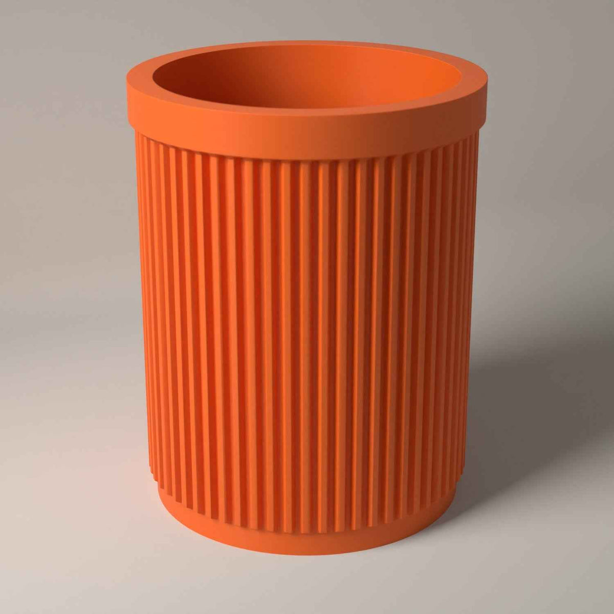 Ribbed Makeup Brush Holder - Upright Storage for Your Dressing Table in orange