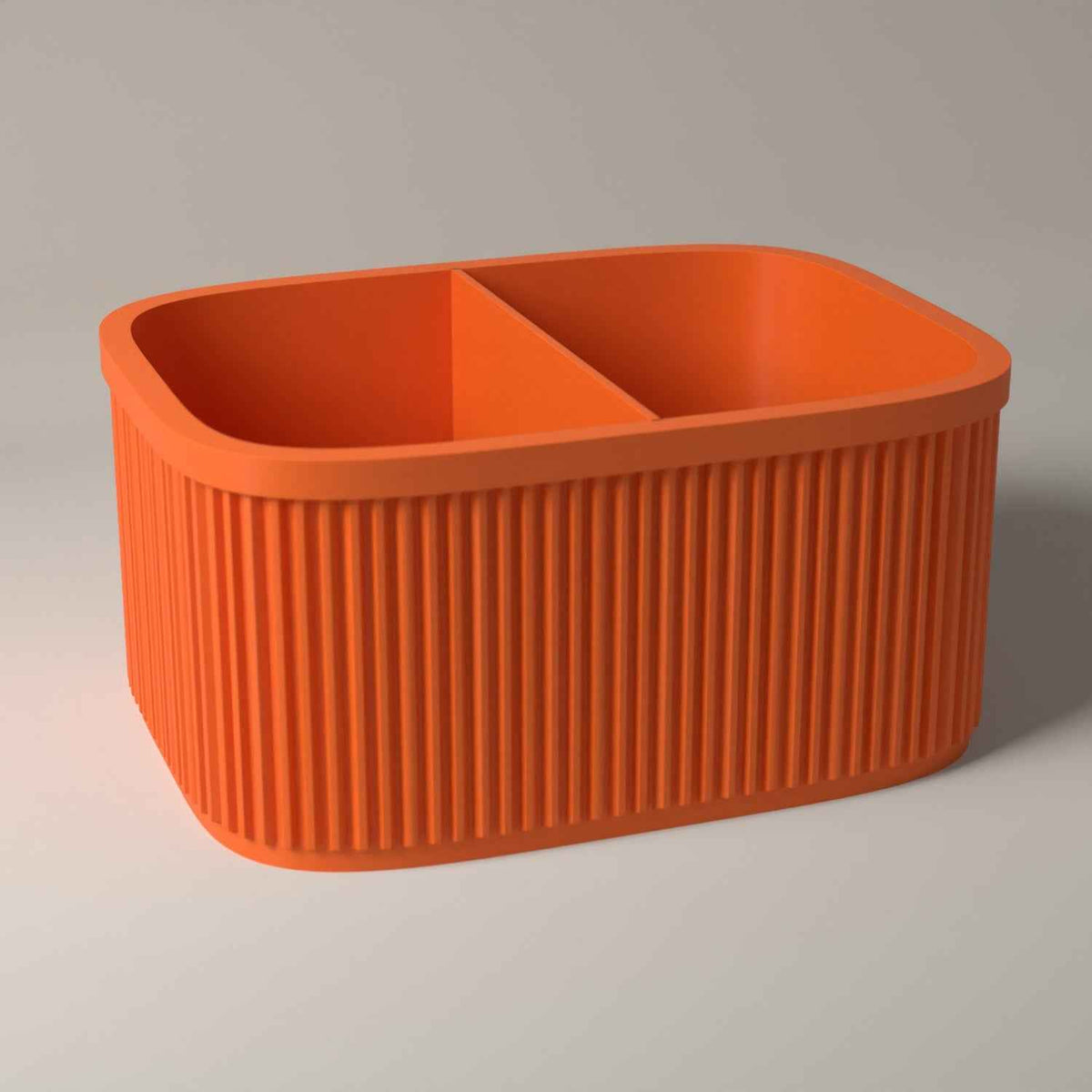 Ribbed Bedside Caddy - Tabletop Organiser for Nightstand Essentials in orange
