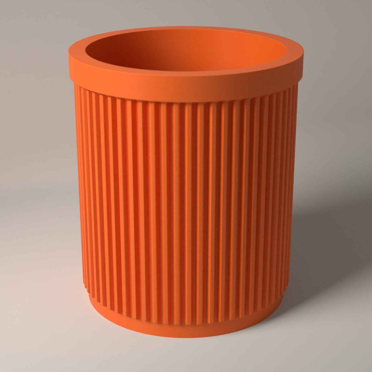 Ribbed Pen Pot for Pens and Pencils - Upright Desk Storage Holder in orange